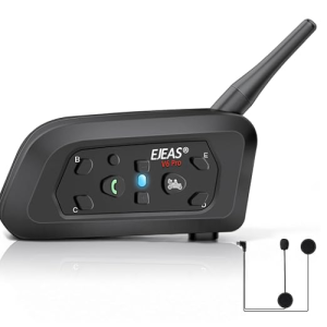 EJEAS V6 Pro+ Bluetooth Intercom Headset – C-Type Charging, 6 Riders, 1200m Range, Waterproof