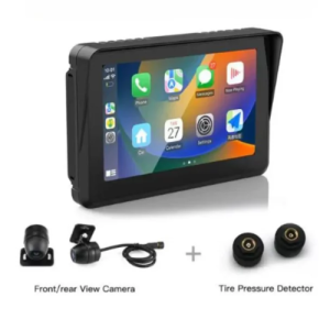 5" Motorcycle Android Screen with Inbuilt GPS, Dual Bike Dash Cam and TPMS – Android auto/ Apple Carplay